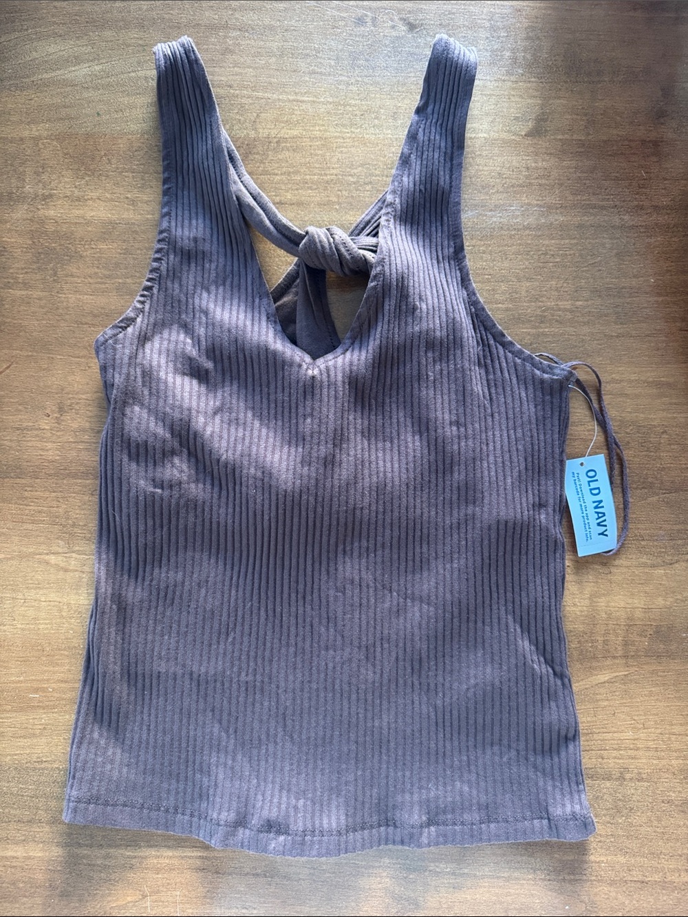 Old Navy Brown Ribbed Tank with Knotted Back